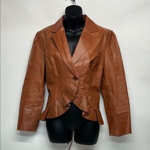 Together Brown Leather Women's Blazer size small